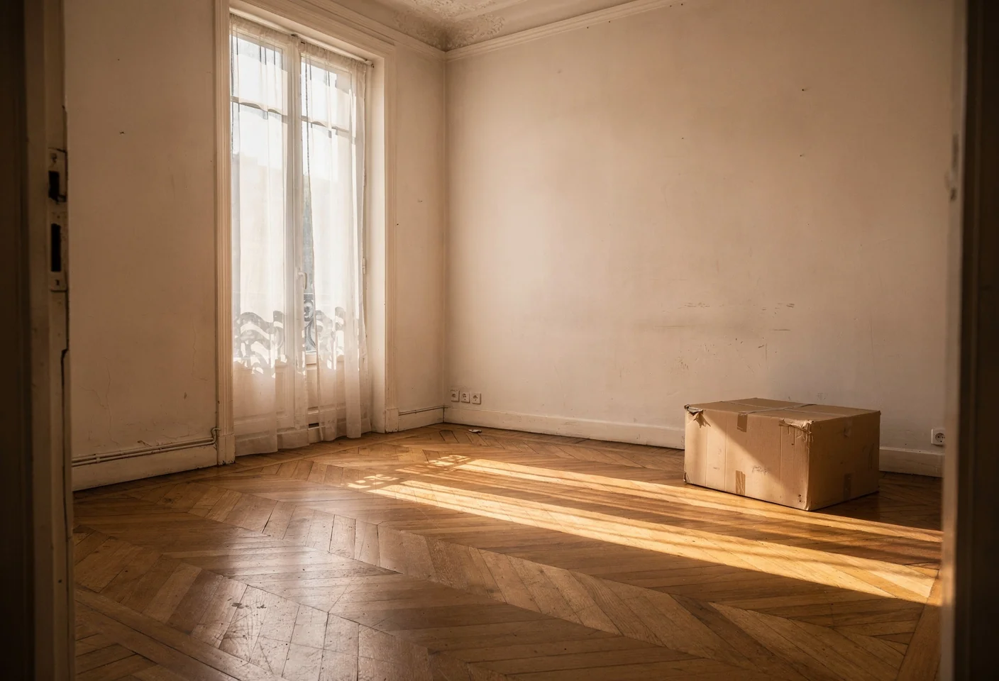 Pièce vide d'un appartement avant l'arrivée des meubles