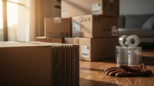 Cartons à double cannelure robustes ayant résisté à six déménagements successifs, illustrant leur durabilité